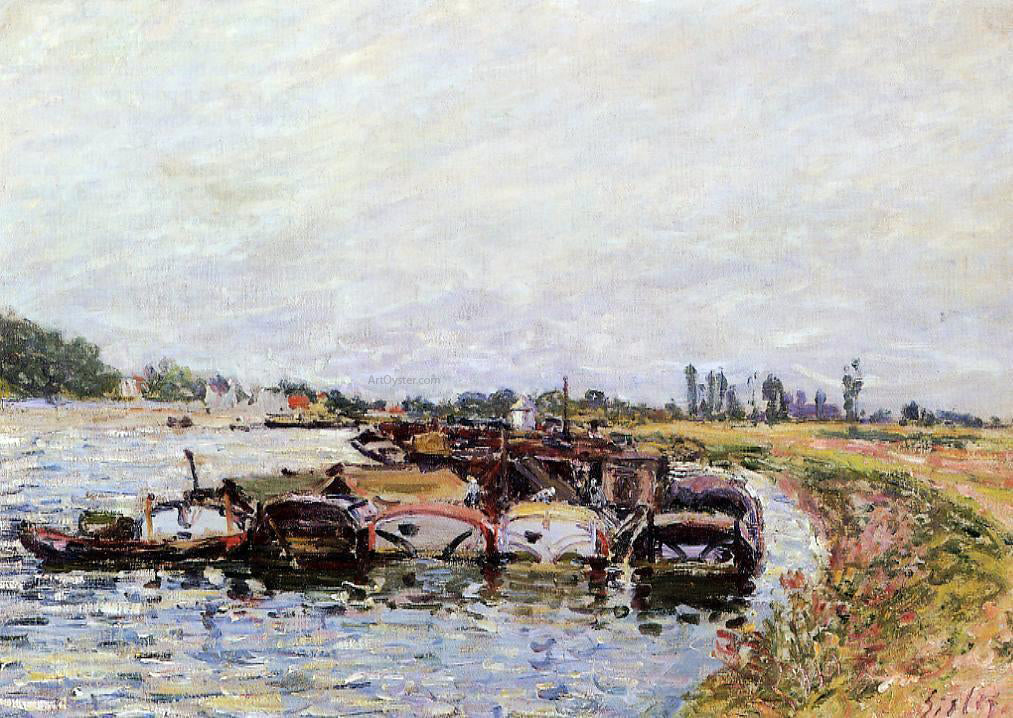  Alfred Sisley Barge Garage at Saint-Mammes - Canvas Print