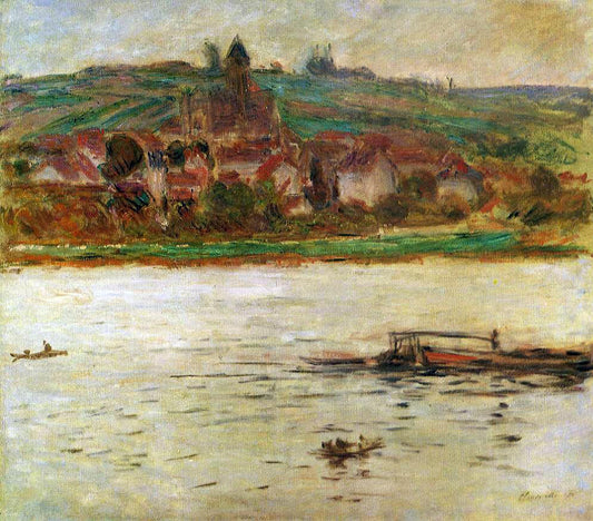  Claude Oscar Monet Barge on the Seine at Vertheuil (also known as Vetheuil) - Canvas Print