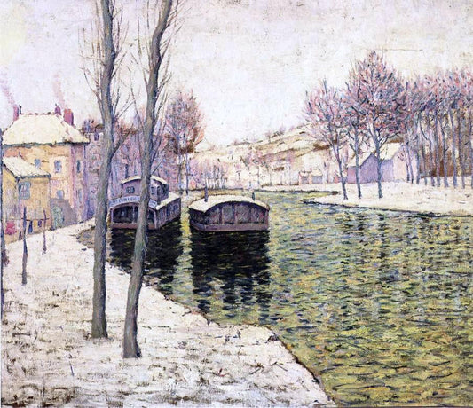  Ernest Lawson Barges on the Seine - Canvas Print