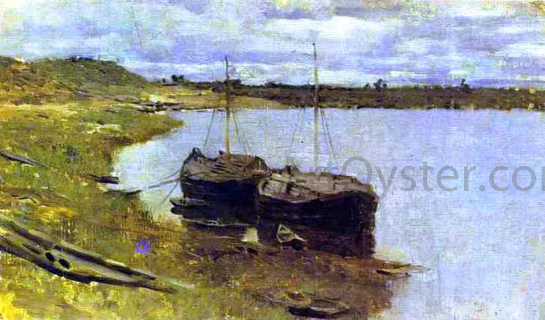  Isaac Ilich Levitan Barges. The Volga - Canvas Print