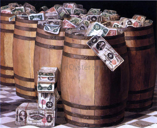  Victor Dubreuil Barrels on Money - Canvas Print