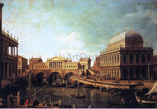 Canaletto Basilica di Vecenza and the Ponte de Rialto - Canvas Print