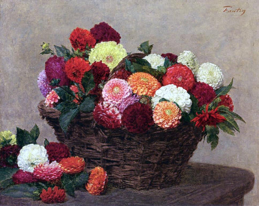  Henri Fantin-Latour Basket of Dahlias - Canvas Print