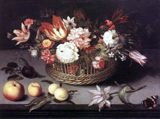  Johannes Bosschaert Basket of Flowers - Canvas Print
