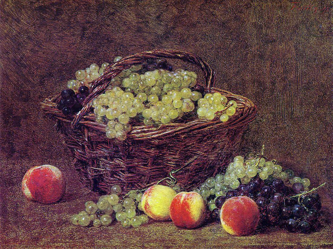  Henri Fantin-Latour Basket of White Grapes and Peaches - Canvas Print