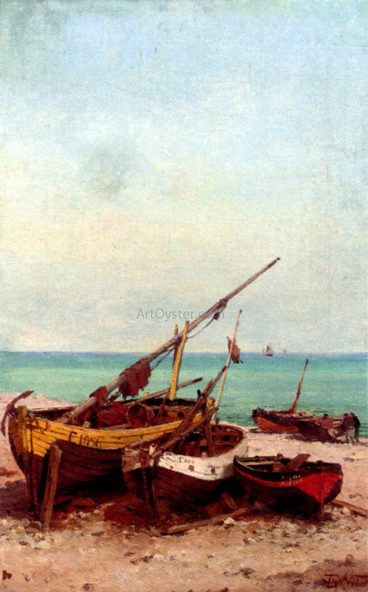 Theodor Alexander Weber Bateaux de peches sur la plage - Canvas Print
