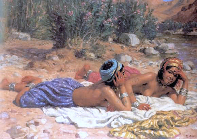  Etienne Dinet Bathers Resting - Canvas Print