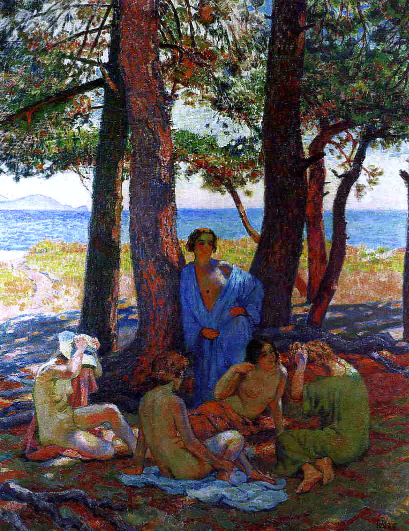  Theo Van Rysselberghe Bathers Under the Pines by the Sea - Canvas Print