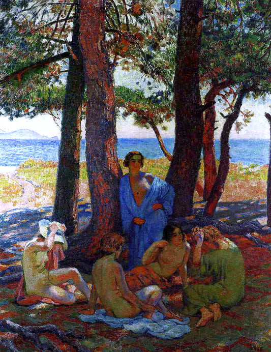  Theo Van Rysselberghe Bathers Under the Pines by the Sea - Canvas Print