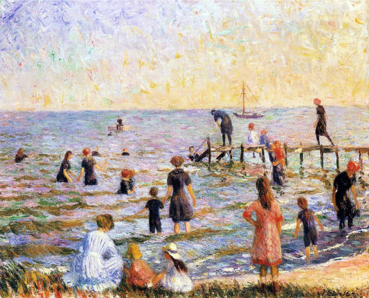  William James Glackens Bathing at Bellport, Long Island - Canvas Print