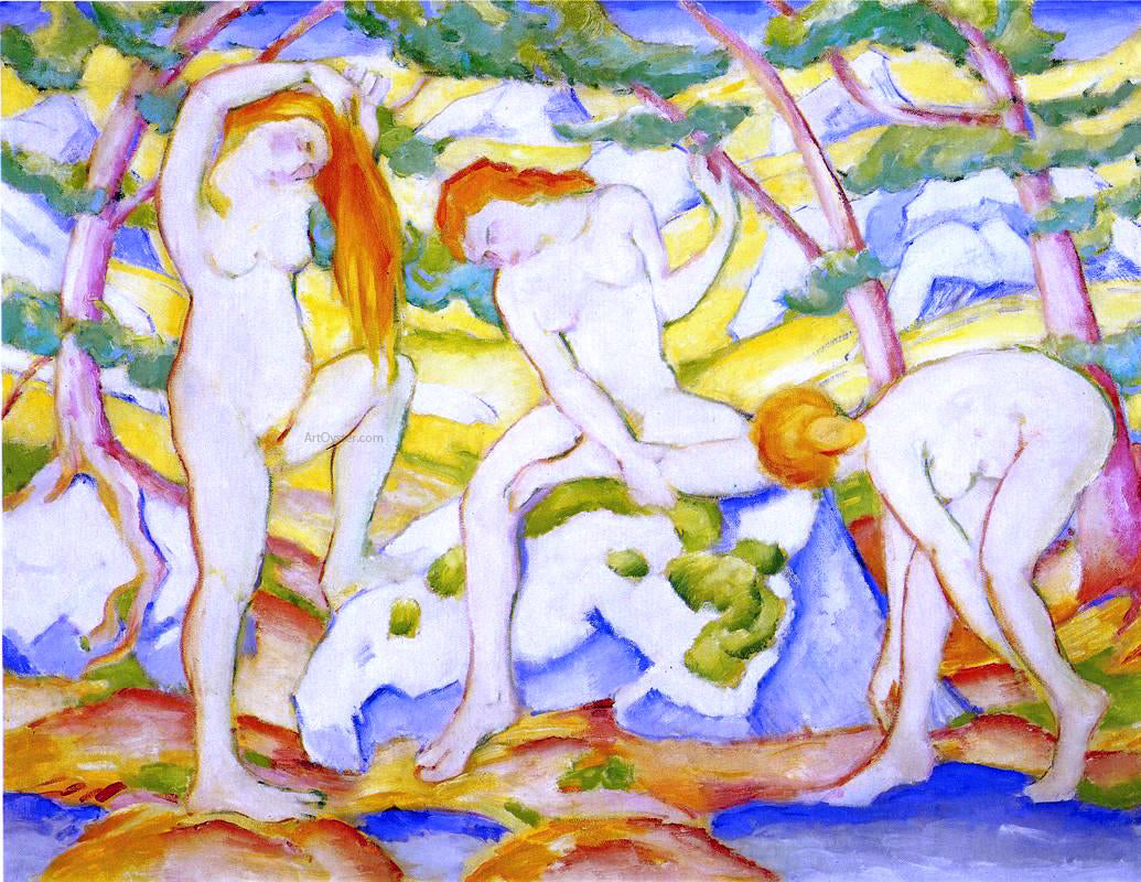  Franz Marc Bathing Girls - Canvas Print