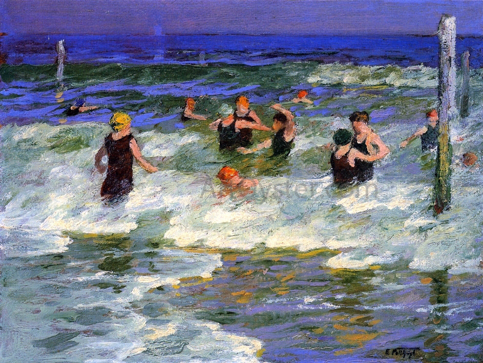  Edward Potthast Bathing in the Surf - Canvas Print