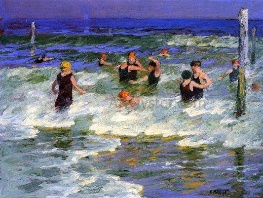  Edward Potthast Bathing in the Surf - Canvas Print