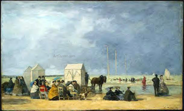  Eugene-Louis Boudin Bathing Time at Deauville - Canvas Print