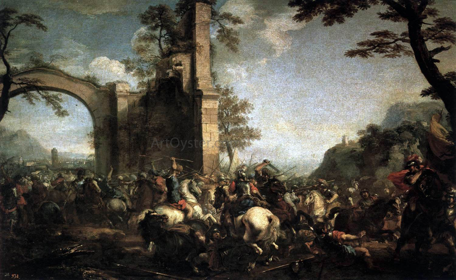  Jacques Courtois Battle between Christians and Moslems - Canvas Print