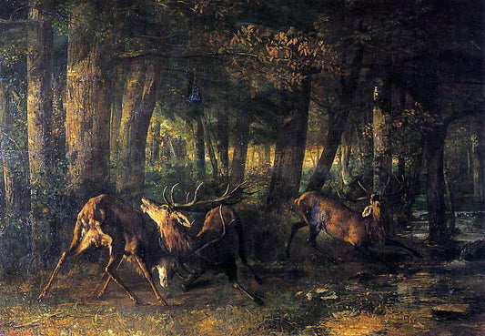  Gustave Courbet The Battle of the Stags - Canvas Print