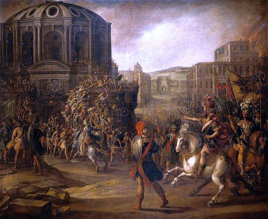  Juan De la Corte Battle Scene with a Roman Army Besieging a Large City - Canvas Print