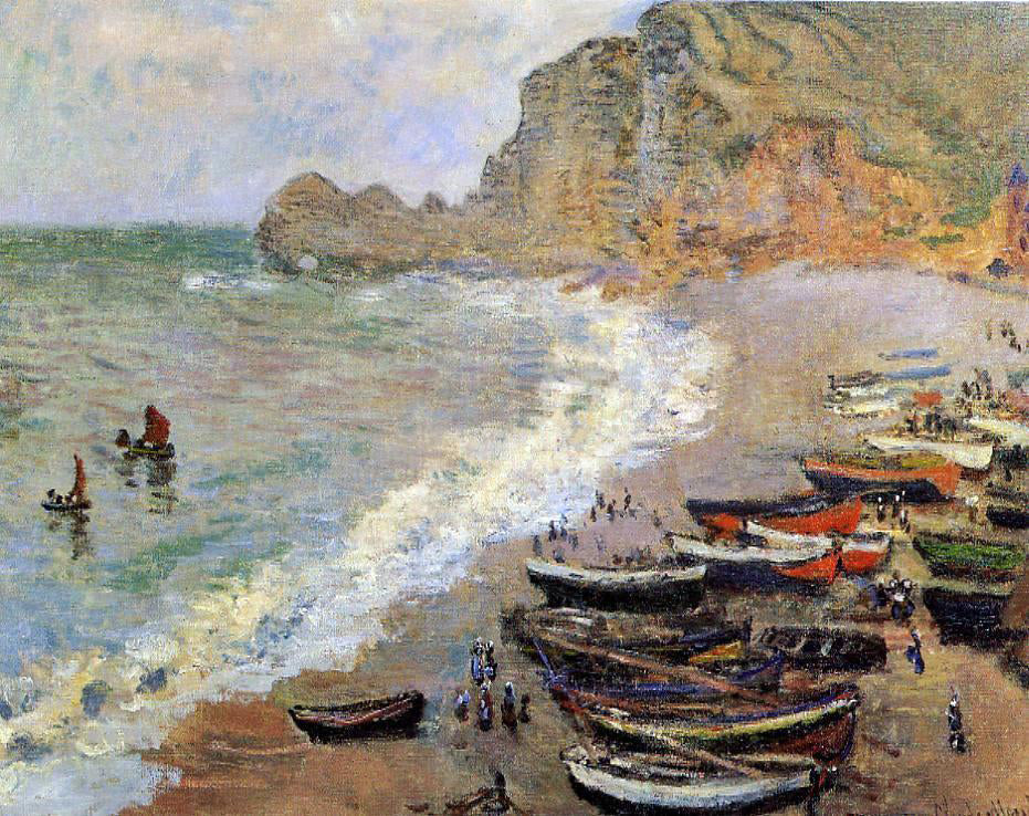  Claude Oscar Monet Beach at Etretat - Canvas Print