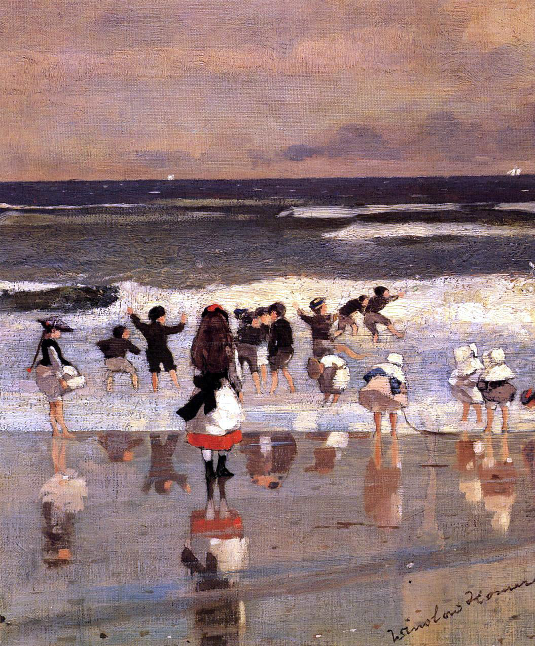 Winslow Homer Beach Scene (also known as Children in the Surf) - Canvas Print
