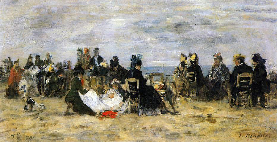  Eugene-Louis Boudin Beach Scene, Trouville - Canvas Print