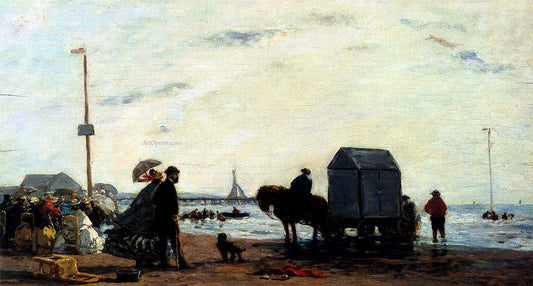  Eugene-Louis Boudin Beach Scene, Trouville - Canvas Print