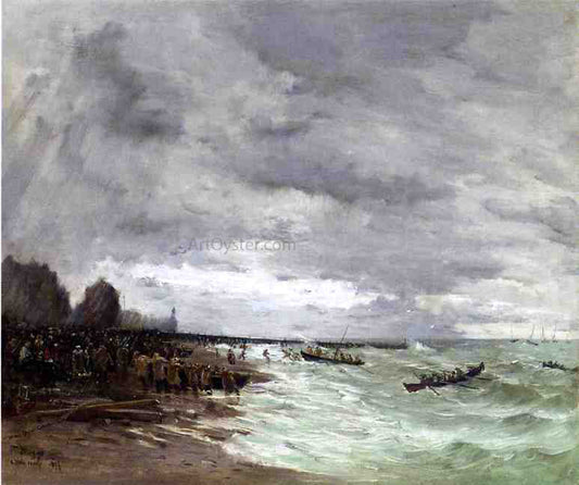 Frank Myers Boggs Beaching the Boats at Grandcamps, Normandy - Canvas Print