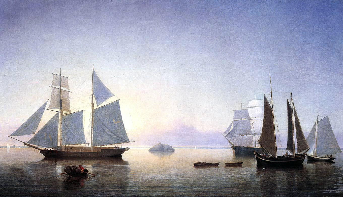  Fitz Hugh Lane Becalmed off Halfway Rock - Canvas Print