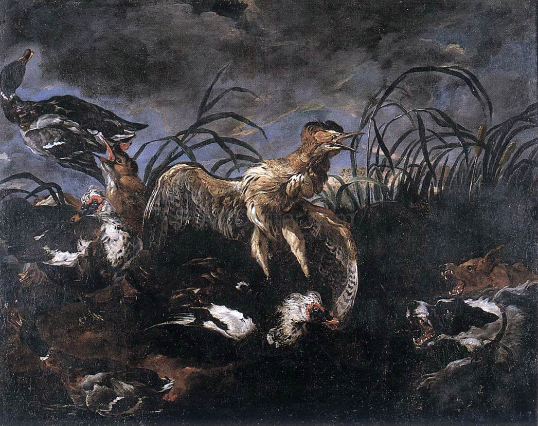  Jan Fyt Bittern and Ducks Startled by Dogs - Canvas Print