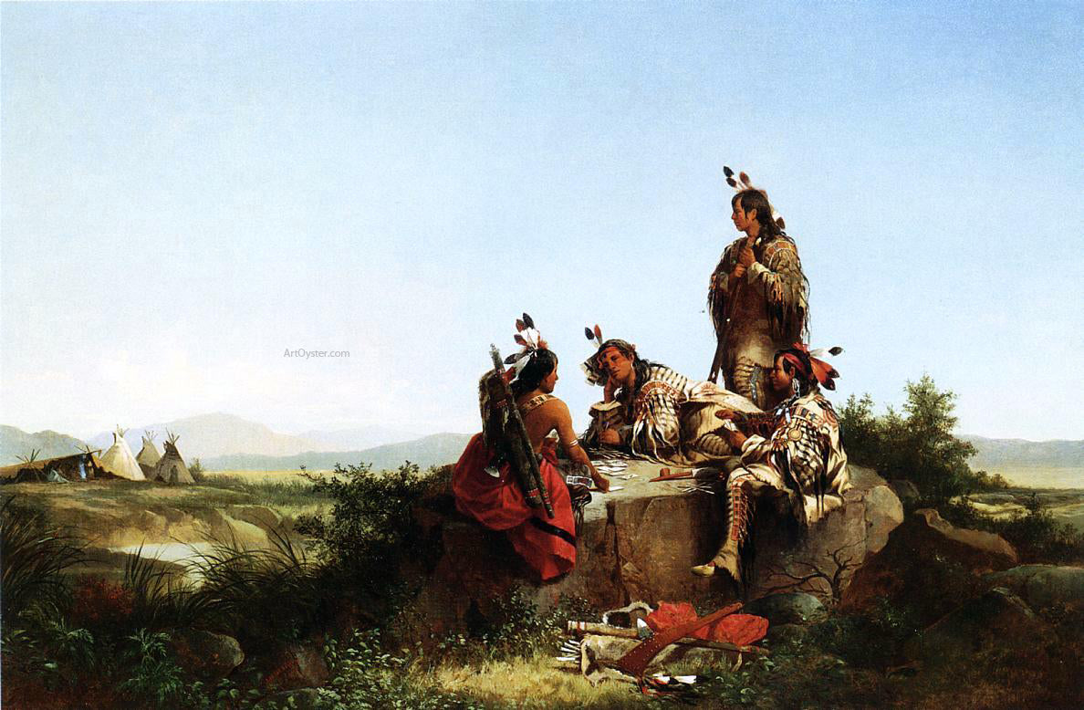  John Mix Stanley Blackfeet Card Players - Canvas Print