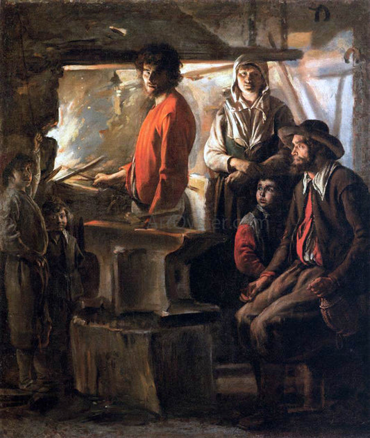  Le nain Brothers Blacksmith at His Forge - Canvas Print