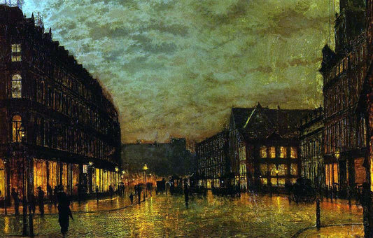  John Atkinson Grimshaw Boars Lane, Leeds by Lamplight - Canvas Print