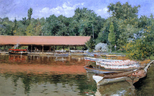  William Merritt Chase Boat House, Prospect Park (also known as Boats on the Lake, Prospect Park) - Canvas Print