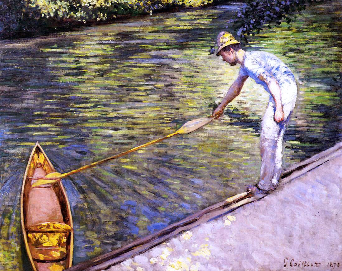  Gustave Caillebotte Boater Pulling on His Perissoire - Canvas Print