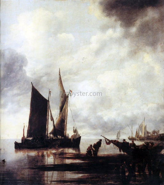  Jan Van de Capelle Boats in Shallow Water - Canvas Print