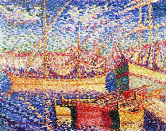  Henri Edmond Cross Boats in the Port of St. Tropez - Canvas Print