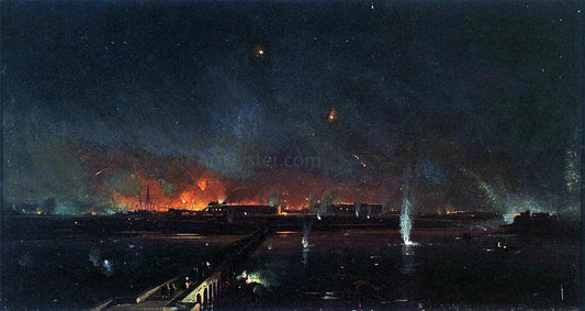  Ippolito Caffi Bombardment of Marghera on the Night of May 24, 1849 - Canvas Print