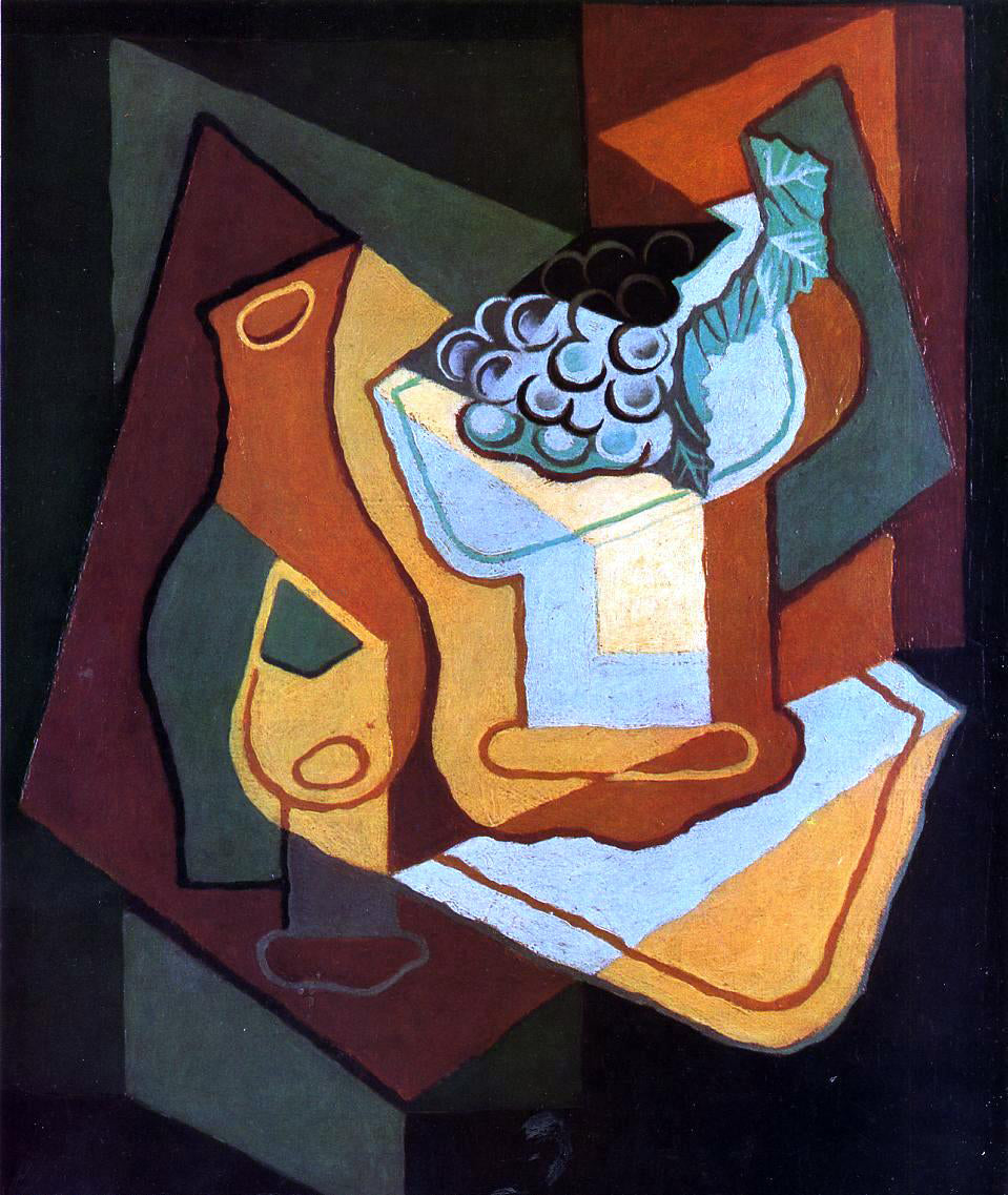  Juan Gris Bottle, Wine Glass and Fruit Bowl - Canvas Print