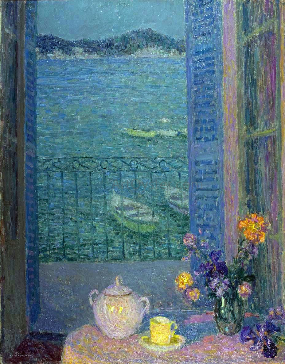  Henri Le Sidaner Bouquet by the window - Canvas Print