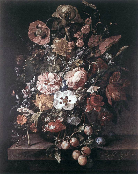  Rachel Ruysch Bouquet in a Glass Vase - Canvas Print