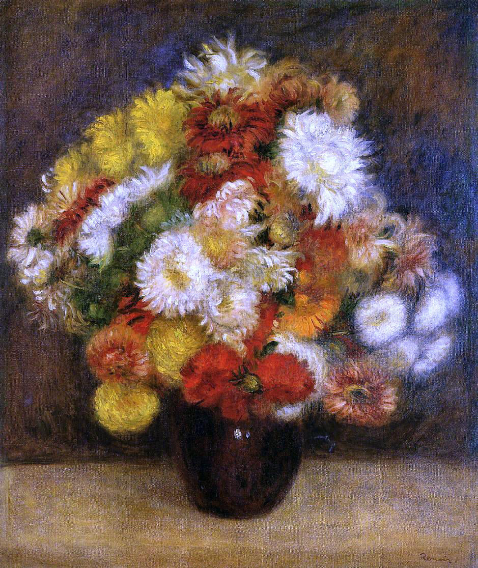  Pierre Auguste Renoir Bouquet of Chrysanthemums - Canvas Print