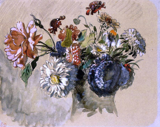  Eugene Delacroix Bouquet of Flowers - Canvas Print