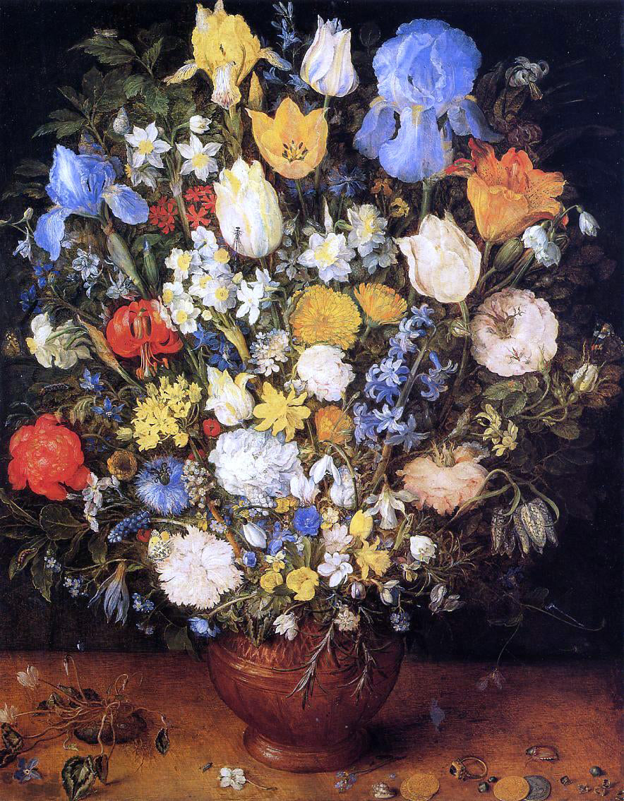  The Elder Jan Bruegel Bouquet of Flowers in a Ceramic Vase - Canvas Print