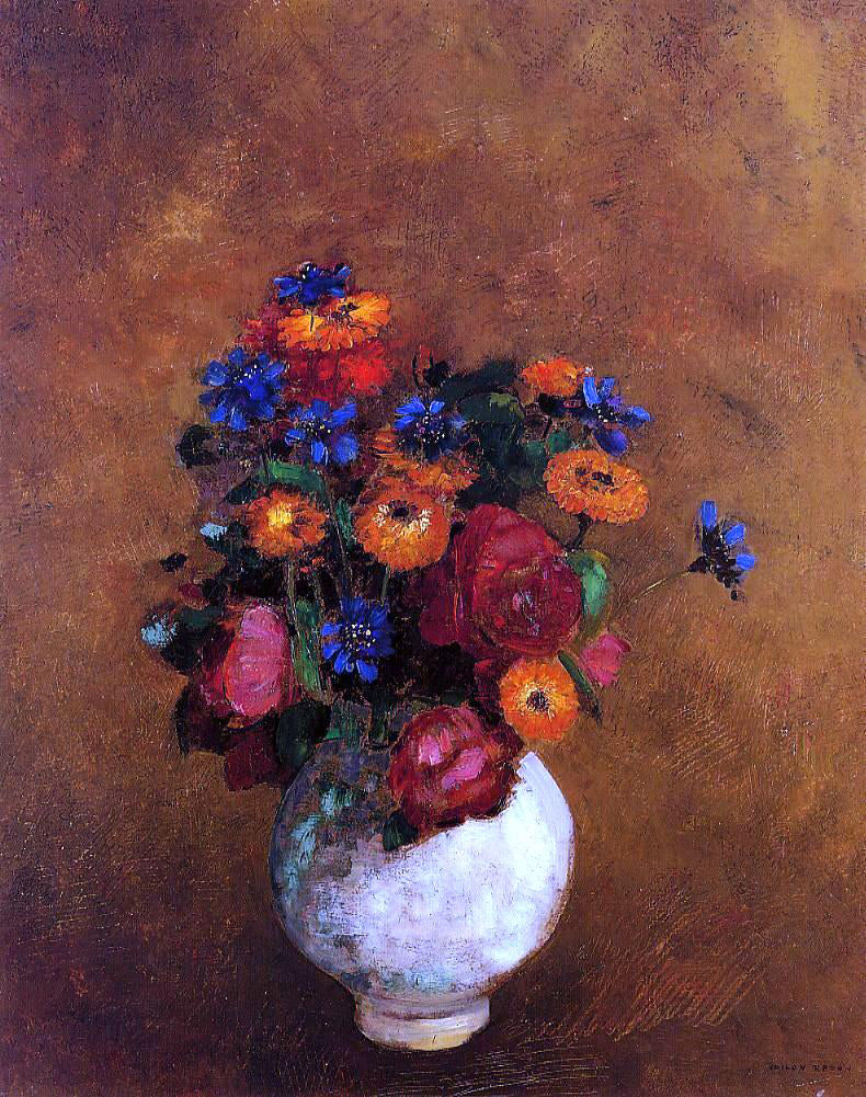  Odilon Redon Bouquet of Flowers in a White Vase - Canvas Print