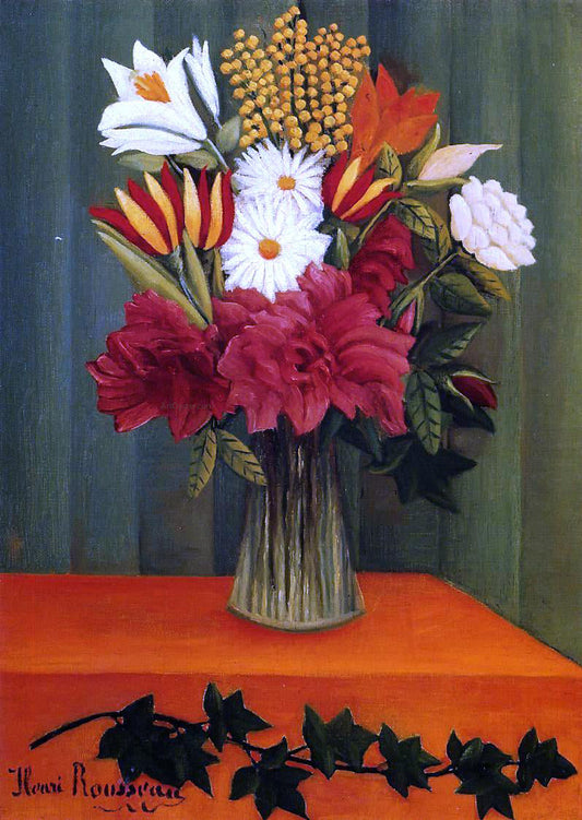  Henri Rousseau Bouquet of Flowers with an Ivy Branch - Canvas Print