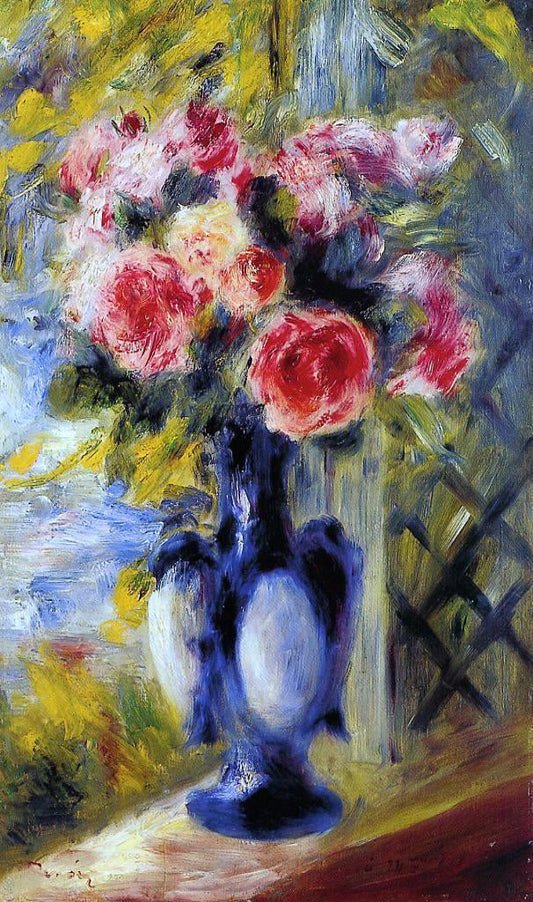  Pierre Auguste Renoir Bouquet of Roses in a Blue Vase - Canvas Print