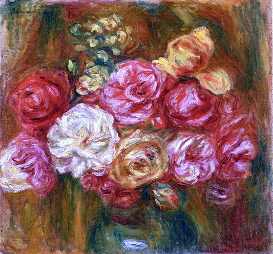  Pierre Auguste Renoir Bouquet of Roses in a Green Vase - Canvas Print