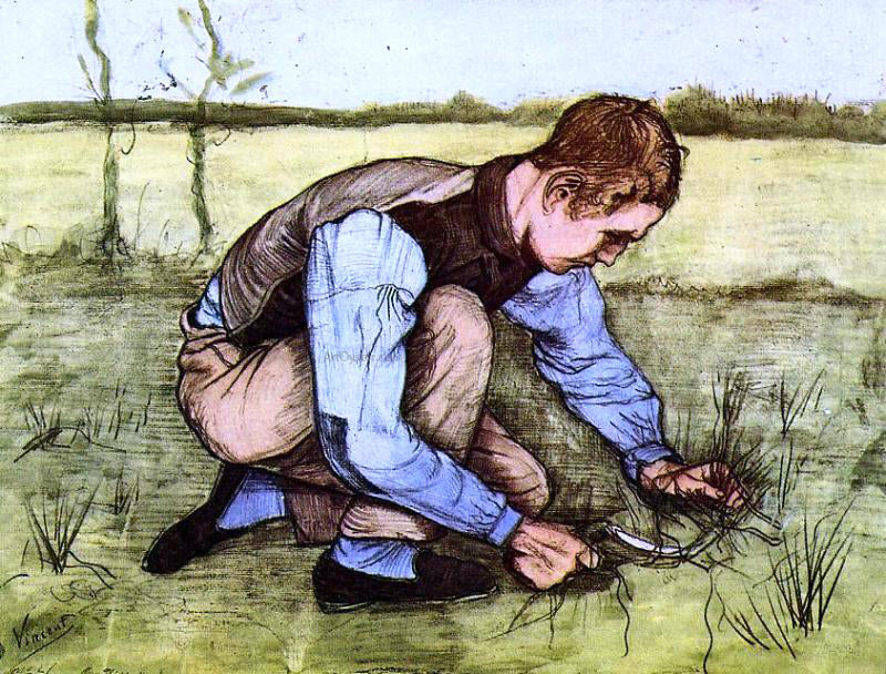  Vincent Van Gogh Boy Cutting Grass with a Sickle - Canvas Print