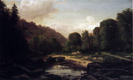  George Hetzel Boy Fishing in Mountain Stream, Mifflin County - Canvas Print