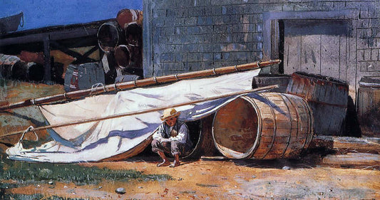  Winslow Homer Boy in a Boatyard (also known as Boy with Barrels) - Canvas Print