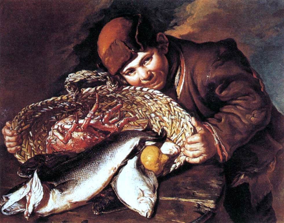  Giacomo Ceruti Boy with a Basket of Fish - Canvas Print